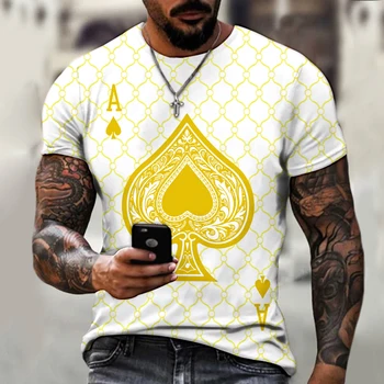 Moda za Igranje Kart 3D Tiskanje Poletne Moške Priložnostne O-vratu, Kratka sleeved Svoboden Prevelik Dihanje Udobno Majico