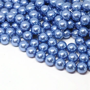 Vroče prodajo na debelo modri krog Stekla, imitacije biserov svoboden biseri 4 6 8 10 12 14 mm visoke kakovosti nakit, izdelava 15inch B11