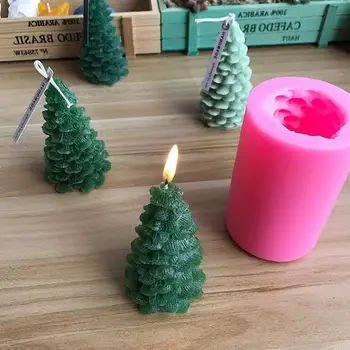 Božično Drevo 3D Voska s Svečo Silikonsko Plesni Božič Darilo Sladica Jelly Sladoled Peko Plesni Ročno Vonj Smole Gline Obrti Plesni