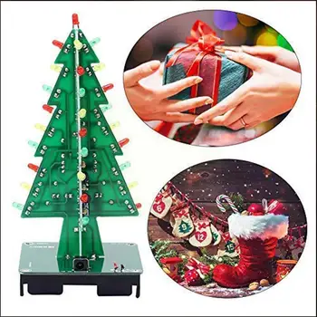 3D Božično Drevo DIY Spajkanje Kompleti Božič Elektronski LED Orodje Circuit 3 Utripajoče Barve, Komplet Sestavljajo, na primer s spajkanjem PCB O5G0