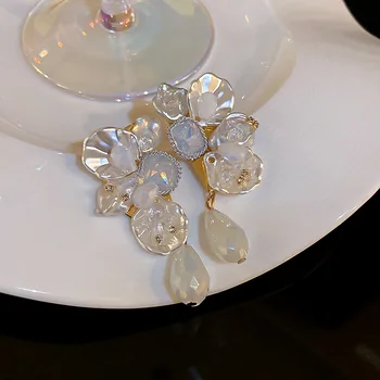 925 srebro iglo kristalni cvet pearl diamond retro nišo uhani