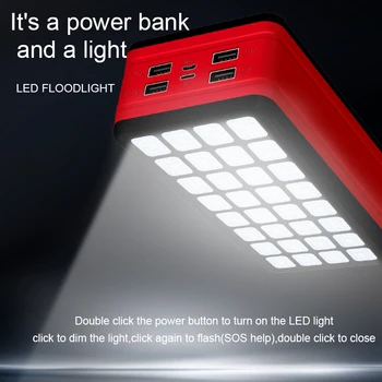 99000mAh Sončne Energije Banke z Veliko Kapaciteto LED Svetlobo na Prostem, Potovanja Sili Prenosni Poverbank za Iphone13 Xiaomi Samsung